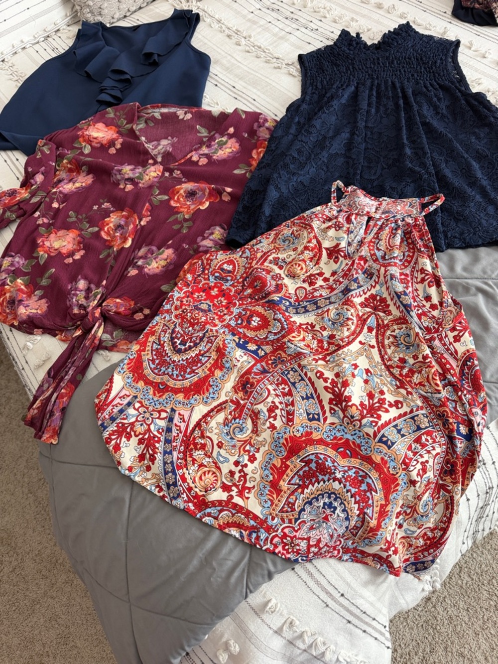 Women's Red Paisley Halter Tunic Top - Brand